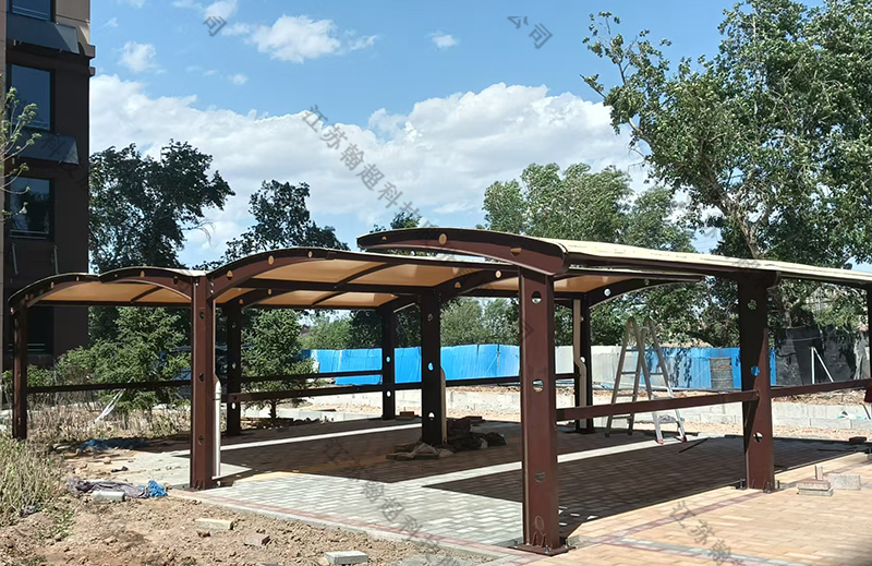 河北双面膜结构集中充电棚安装实景