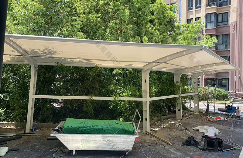 上海膜结构停车棚安装实景